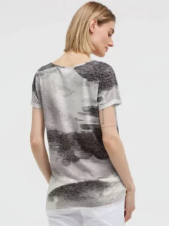 Ausbrenner-Shirt mit All Over Print und Knotensaum charcoal mist