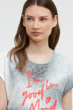 Ausbrenner-Shirt mit Pailletten-Wording black
