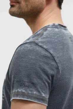 Ausbrenner-Shirt mit Photoprint faded navy