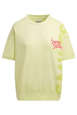 Ausbrenner-Sweatshirt Kurzarm mit Artwork vivid lemon