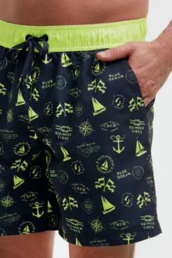 Badehose mit All Over Print blue navy