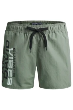 Badehose mit Logo Print green olive