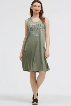 Basic Beach-Kleid mit Artwork faded olive | S