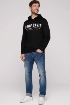 Basic Hoodie mit Logo Print black