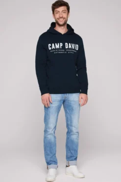 Basic Hoodie mit Logo Print blue navy
