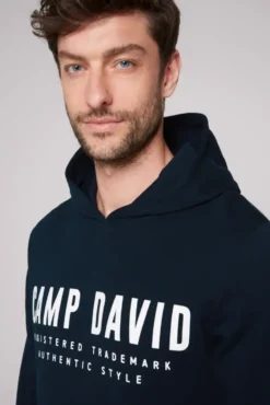 Basic Hoodie mit Logo Print blue navy