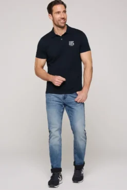 Basic Pikee-Polo mit Logo-Stickerei blue navy
