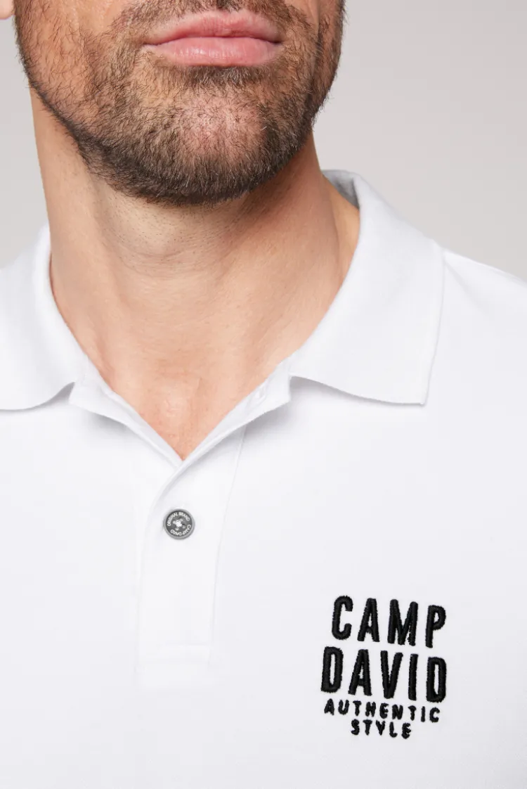 Basic Pikee-Polo mit Logo-Stickerei opticwhite