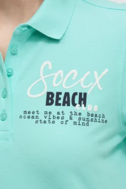 Basic Poloshirt aus Pikee mit Backprint crystal aqua
