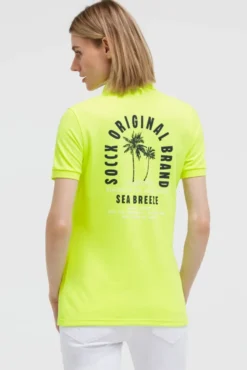 Basic Poloshirt aus Pikee mit Backprint electric lemon