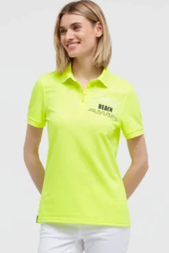 Basic Poloshirt aus Pikee mit Backprint electric lemon