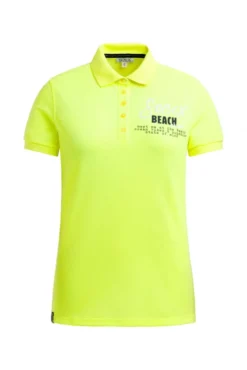 Basic Poloshirt aus Pikee mit Backprint electric lemon
