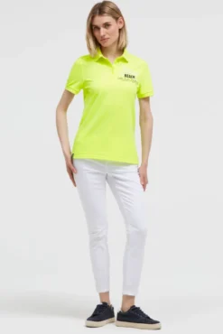 Basic Poloshirt aus Pikee mit Backprint electric lemon