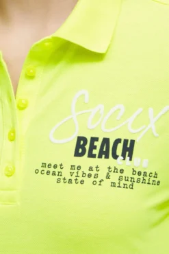 Basic Poloshirt aus Pikee mit Backprint electric lemon