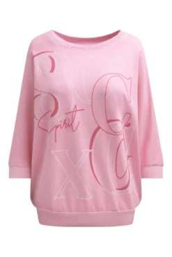 Basic Sweatshirt mit verkürzten Ärmeln und Artwork pink blush