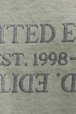 Basic Sweatshirt mit verkürzten Ärmeln und Artwork faded olive