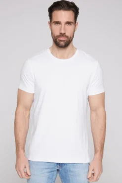 Basic T-Shirt mit Rundhalsausschnitt opticwhite