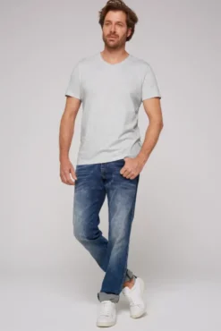 Basic T-Shirt V-Neck 2er-Pack grey melange