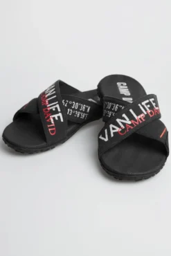 Beach Slipper mit Label Prints black