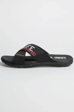 Beach Slipper mit Label Prints black
