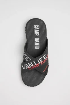 Beach Slipper mit Label Prints black