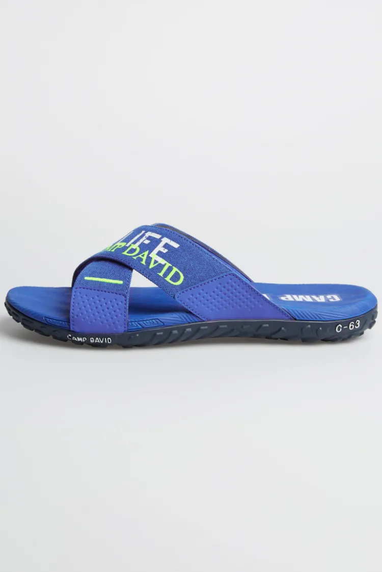 Beach Slipper mit Label Prints strong blue
