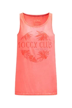 Blusen-Top Oil Dyed im Materialmix neon coral