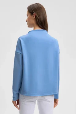 Boxy-Sweatshirt mit Print und Schmucksteinen blue heaven