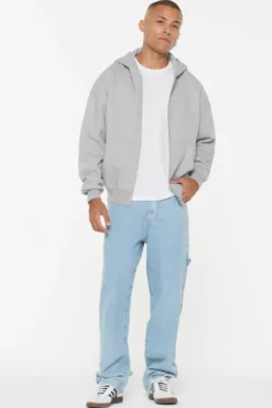 BRU-NO Hoodie Jacket Oversized Unisex grey melange | XL