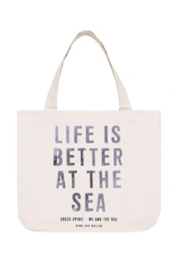 Canvas Tasche mit Label Prints ivory