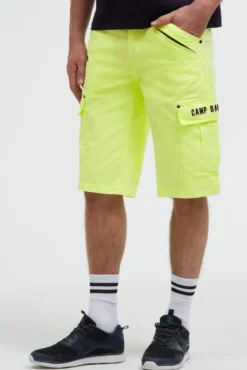 Cargo Shorts mit 3D-Logo-Stickerei neon lime