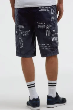 Cargo Shorts mit vielen Label Prints blue navy