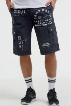 Cargo Shorts mit vielen Label Prints blue navy