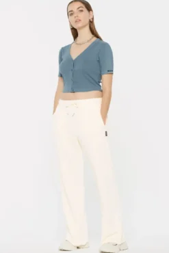 CLE-O Cropped Rib Cardigan fog blue