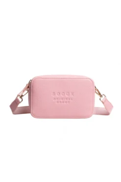 Crossbody Bag mit Logo und Intarsia-Webriemen french rose