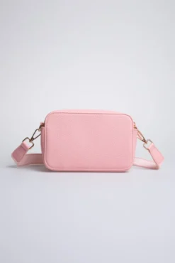 Crossbody Bag mit Logo und Intarsia-Webriemen french rose