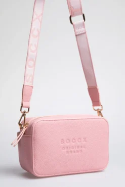Crossbody Bag mit Logo und Intarsia-Webriemen french rose