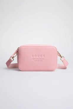 Crossbody Bag mit Logo und Intarsia-Webriemen french rose