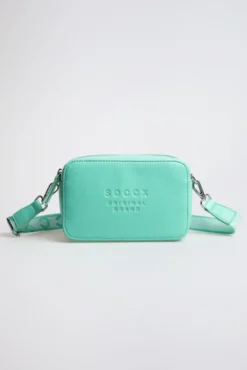 Crossbody Bag mit Logo und Intarsia-Webriemen misty mint