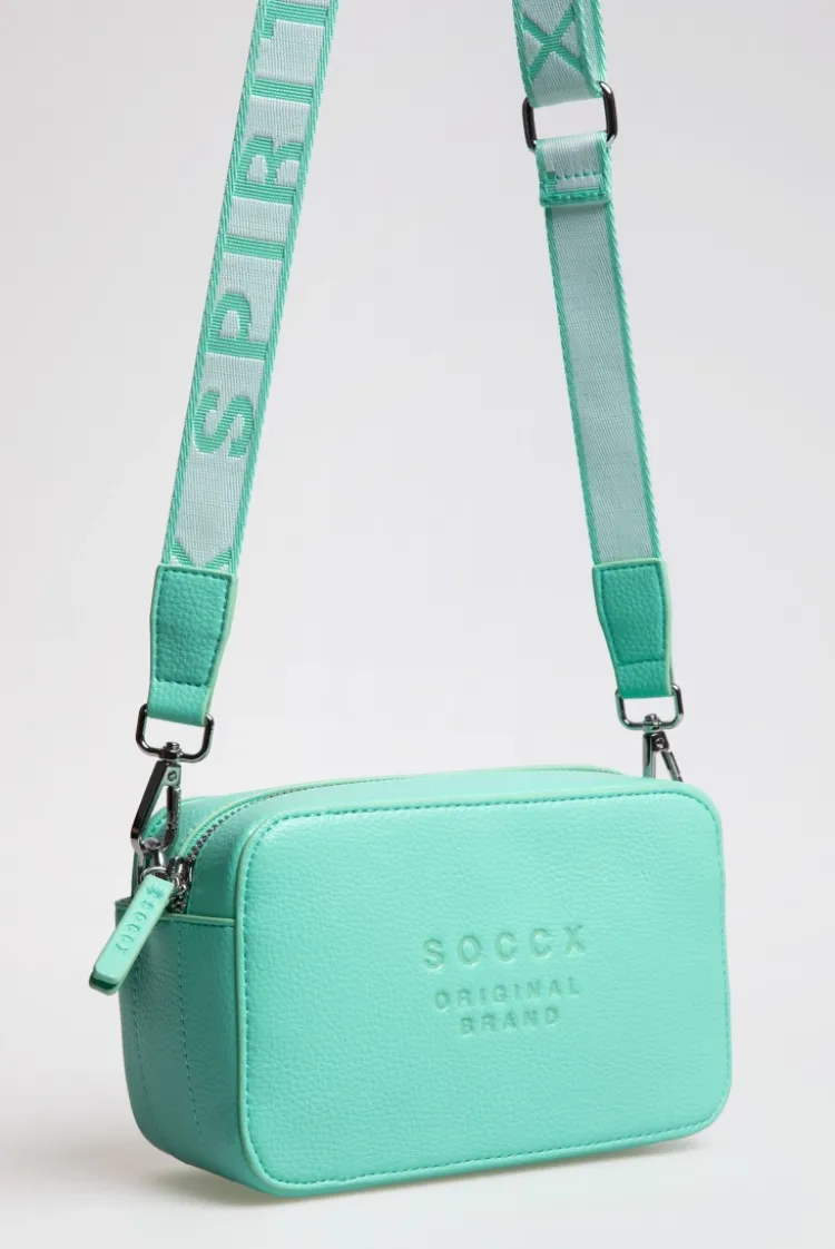 Crossbody Bag mit Logo und Intarsia-Webriemen misty mint