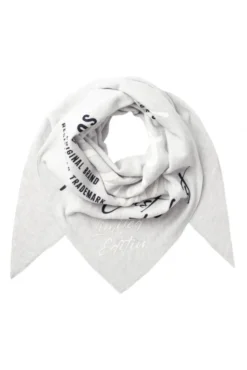 Dreieckstuch aus Flauschstrick mit Wording Prints grey melange
