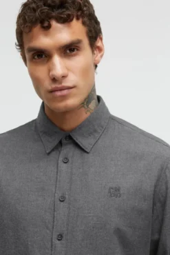Flanell-Langarmhemd mit Logostick iron grey