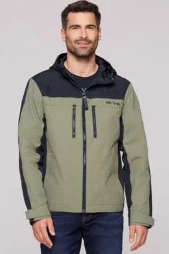 Funktionsjacke mit Kapuze und Colour-Blocking sage green