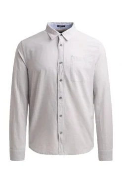 Gestreiftes Langarmhemd mit Flammgarnstruktur french grey