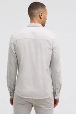 Gestreiftes Langarmhemd mit Flammgarnstruktur french grey