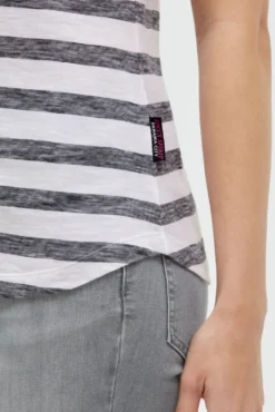 Gestreiftes T-Shirt mit Cut-Out und Print blue navy