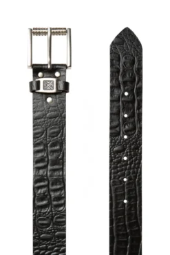 Gürtel aus geprägtem Leder mit Metall-Logo black