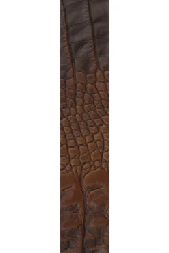 Gürtel aus geprägtem Leder mit Metall-Logo dark brown