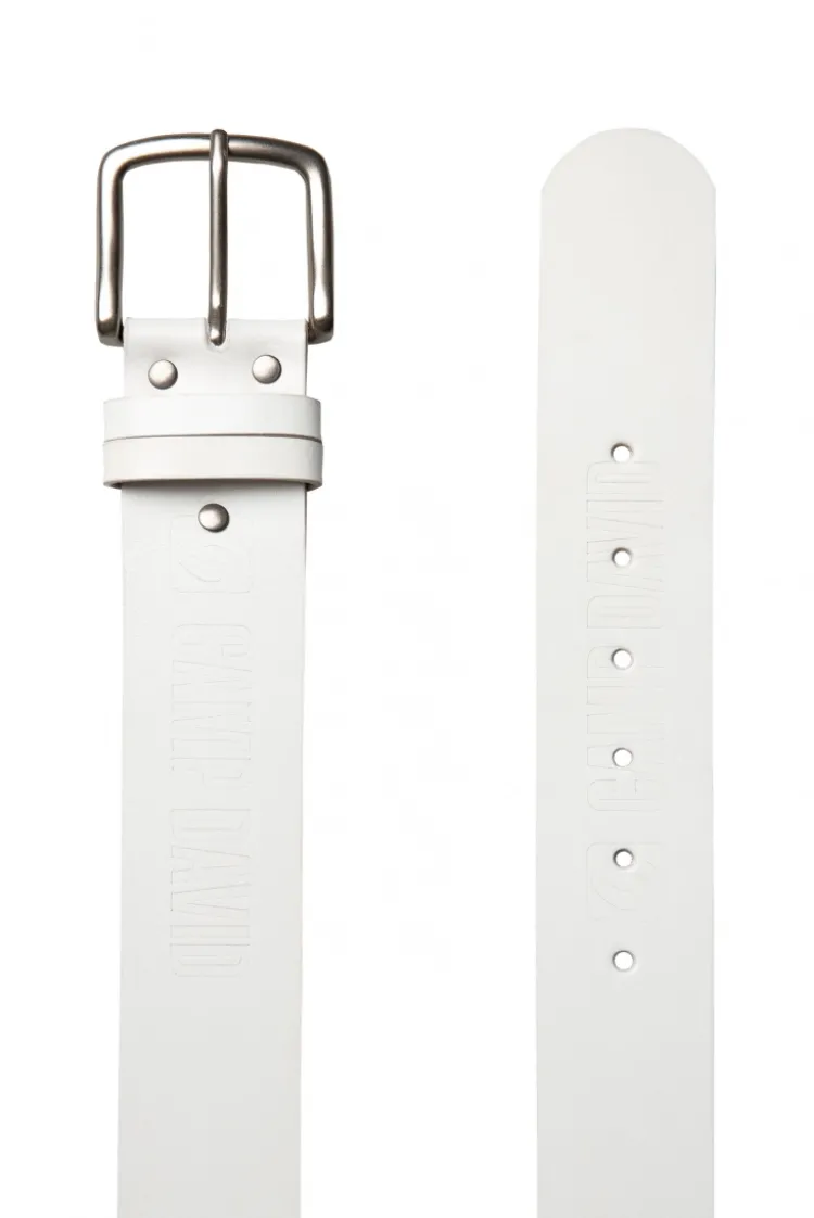 Gürtel aus Leder mit Logo-Prägungen white