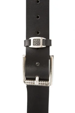 Gürtel aus Leder mit Metall-Logo black